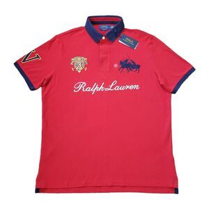 NWT Polo Ralph Lauren Sz Large Mens Classic Fit Dual Crest Red Mesh Polo Shirt